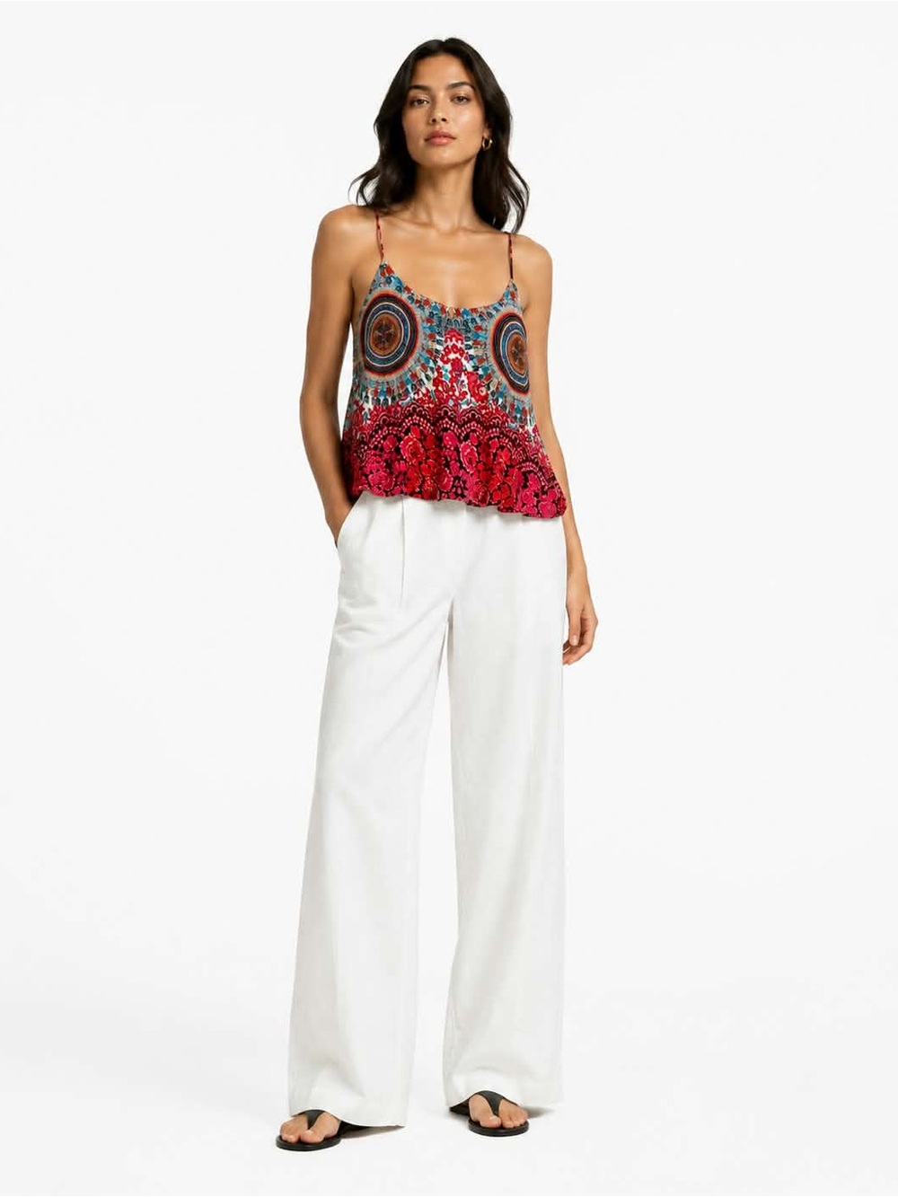 4/$20โก๏ธ Sleeveless Boho Print Tank Top - Pink Multi โ Size Medium GUC